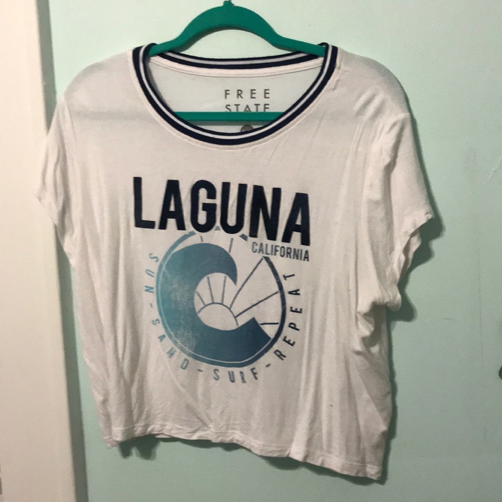White crop top with Latina California Logo